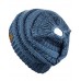 CC Ponytail Beanie Hat Soft Stretch Cable Knit High Bun Ponytail C.C Beanie   eb-23309790
